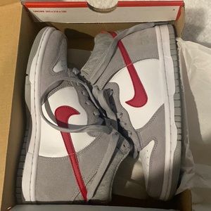 Nike Dunk Hi in size 4.5 Gray with Red check